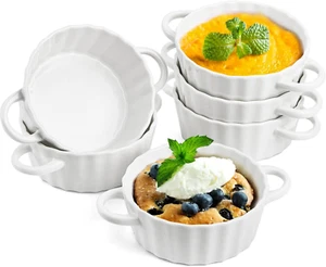 Foraineam 6er Pack Ofenfest Porzellan Souffle Schalen mit Doppelgriffen 10 Unzen - Bild 1 von 12