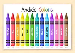 Crayon Learning Colors Personalized Placemat for Kids, 18"x12", Laminated - Picture 1 of 4