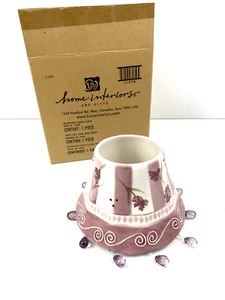 Home Interiors Ceramic Candle Shade Topper Pink flowers - Picture 1 of 4