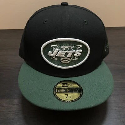 New Era New York Jets 59Fifty Hat 7 1/2 Fitted NFL Team Black Green Football New - Image 1 of 4