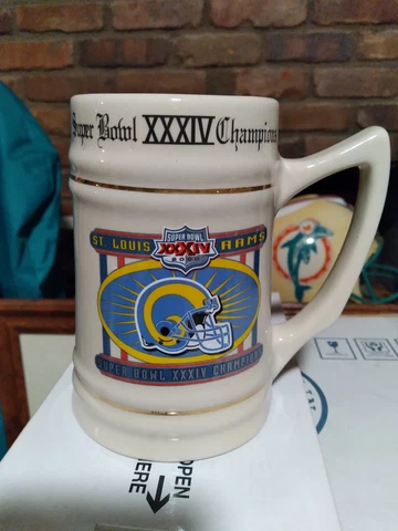 NFL Football Super Bowl XXXIV champion Beer Stein Mug 2000 Rams Titans Cover
