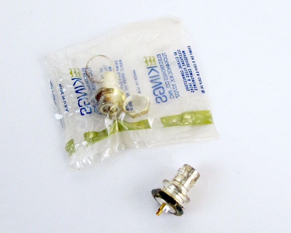 Lote (2) Conector Kings 10672091 Conexión a tierra BNC Receptáculo Montaje frontal B/H Plateado Foto 1 de 3