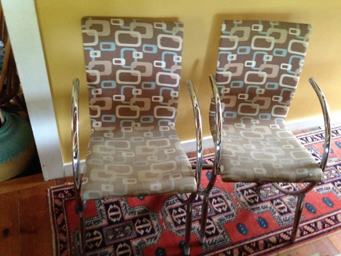 Pair of Mid Century Tubular Chrome Modern Floating Accent Chairs Very Cool Cover