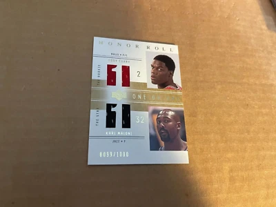 2002 UD HONOR ROLL KARL MALONE EDDY CURRY DUAL SP ONE ON ONE JERSEY JAZZ /D - Image 1 of 2
