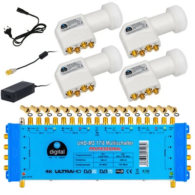 Multischalter 17/8 17 in 8 Teilnehmer PMSE + 4 Sat Quattro LNB Full HDTV 4K 3D - Bild 1 von 4