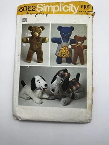 Vintage 70er Jahre 1973 Nähen Plüsch Stofftiere Simplicity 6062 - Bild 1 von 3