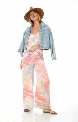 Young Fabulous & Broke маленький Aiko брюки галстук краситель широкий расклешенный ноги пастель Багама S - Изображение 1 из 4