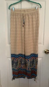 Maverick The Collection Womens Floral Boho Harem Cuffed Tie Pants Sz Med - Picture 1 of 12