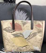 Jpn luxurious tote bag kiｍono obi remake leaf pattern simple beige unique W14.1i