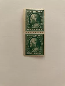 RARE 1900-1911 Benjamin Franklin Green 1 Cent Stamp (UNUSED) Attached Vertical - Picture 1 of 2