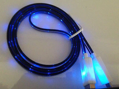LO ÚLTIMO LED MICRO USB el cable cargador luz brillo PARA SAMSUNG GALAXY S2 S3 S4 NOTE 2 Foto 1 de 3