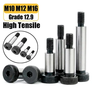 Socket Shoulder Bolt 12.9 High Tensile Steel Hex Allen Key Screws M10 M12 M16 - Picture 1 of 100