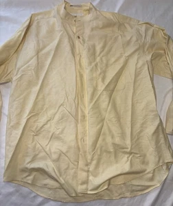 Perry Ellis Shirt Mens L Yellow Linen Blend Long Sleeve Minimalist Pocket - Picture 1 of 4