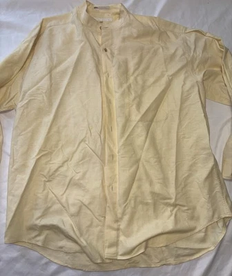 Perry Ellis Shirt Mens L  Yellow Linen Blend Long Sleeve Minimalist Pocket - Image 1 of 4