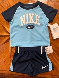 New Nike Blue 2pc shorts Set  Size 18 months - Picture 1 of 3