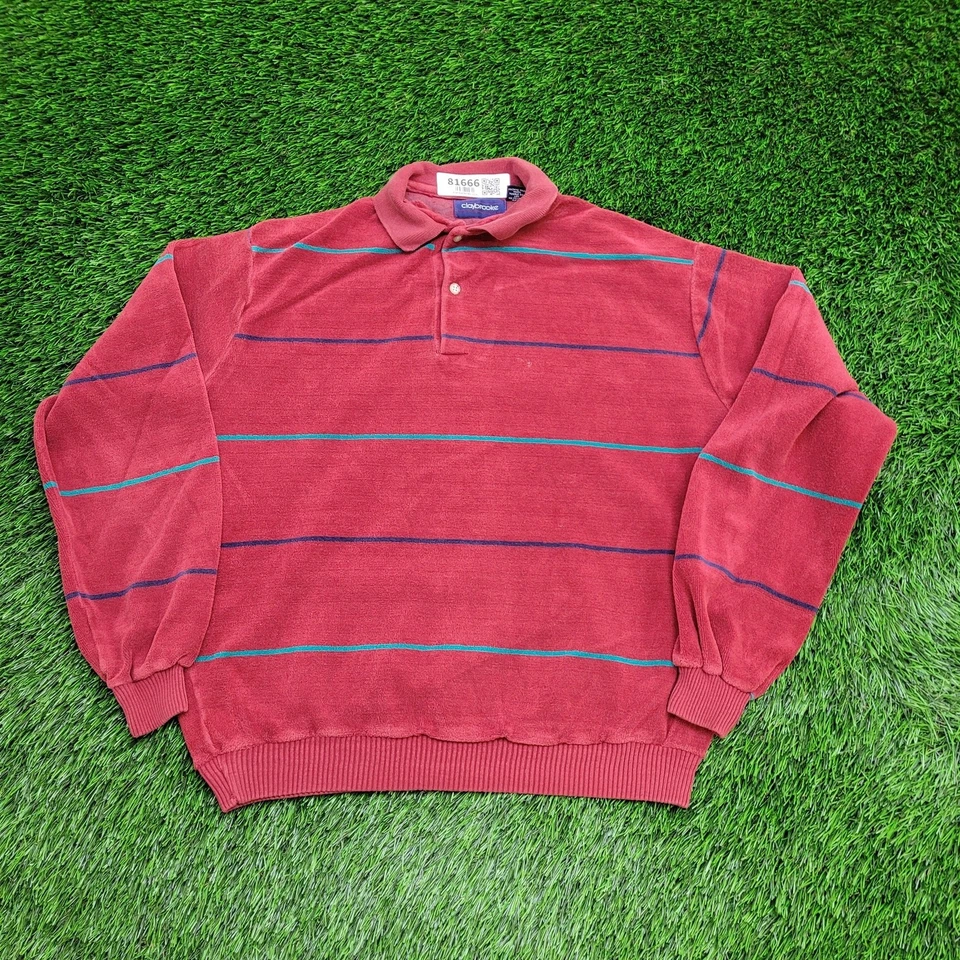 Vintage 90s MOD Stripes Collared Sweater Medium 21x23 Cropped - Image 1 of 4