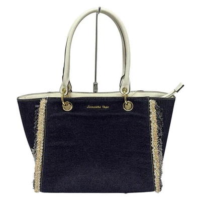 Auth Samantha Vega - Navy White Beige Denim Synthetic Leather Shoulder Bag - Image 1 of 4