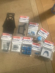 VINTAGE TAMIYA RM-01 RM01 RM-01X HOPUP JOB LOT CARBON CHASSIS REAR BRACE DAMPERS - Picture 1 of 10