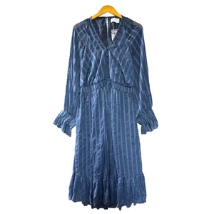 ASOS DESIGN Women's Maternity Stripe Midi Dress Size 14 US Blue Long Sleeve - Picture 1 of 6