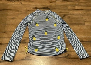 Mini Boden Blue & White Striped Sequin Pinapple Long Sleeve Shirt Size 9-10Years - Picture 1 of 8