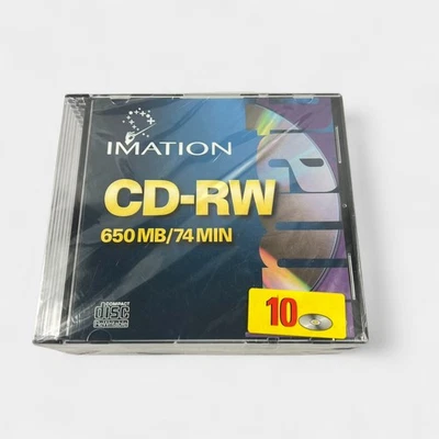 NEW/SEALED 10-PACK: IMATION CD-RW - 650 MB 74 MIN - Image 1 of 4