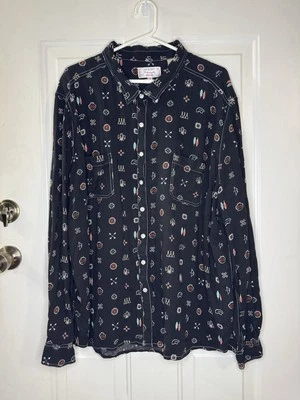 PANHANDLE Button Up Tunic Shirt Western Aztec Cowboy Rodeo Indian Soft Light 3X - Image 1 of 4