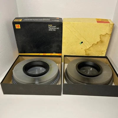 2 Vtg Kodak Carousel Transvue 140 Projector Slide Tray & Original Box Carousel - Image 1 of 4