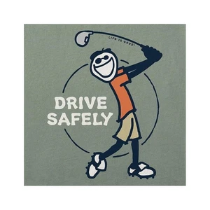 Camiseta mediana nueva con etiquetas Life Is Good Golf Drive Safely Green LITE SS Crusher para hombre - Imagen 1 de 3