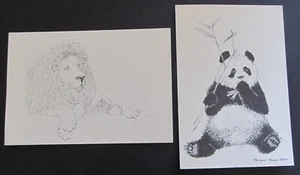 Dos postales "Dibujos de la vida" de Margaret Brown - 1968, Zoológico Nacional - Imagen 1 de 7