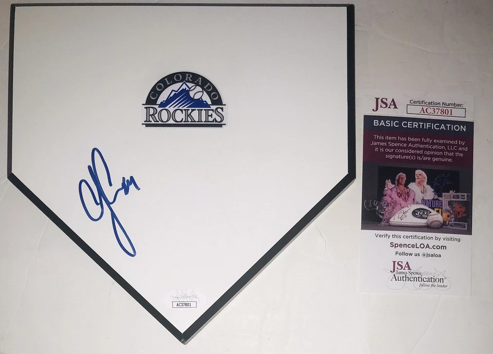 CJ CRON COLORADO ROCKIES STAR SIGNED AUTOGRAPHED 8” INCH HOME PLATE JSA COA RARE - Image 1 of 1