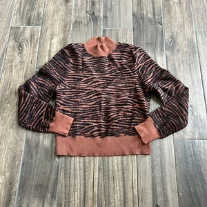 Express x Negin Mirsalehi medium Tiger Print Textured Mock Neck Sweater - Picture 1 of 6