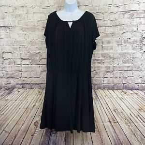 Susan Graver Womens Black Liquid Knit Keyhole Neck Short Sleeve Romper Size XL