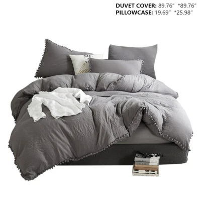 Gray Duvet Cover 2/3 Pcs Soft Bedspread Soft Duvet Bedding Sets Twin-King Size - Image 1 of 4