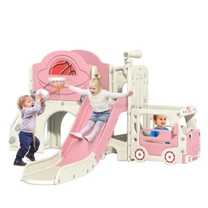 9in1 Toddler Slide, Kids Slide with Climber Playset, Indoor Outdoor Bus Playhous - Picture 1 of 11