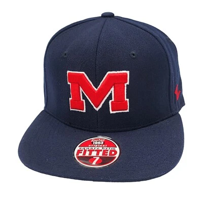 Ole Miss Rebels Mississippi Zephyr Square Brim Fitted Size 7 Wool Hat Cap NEW  - Image 1 of 4