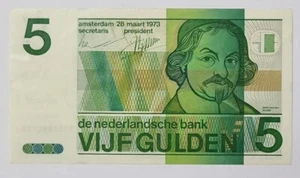 1973 Netherlands 5 Gulden {P-95a} GEF/AU - Picture 1 of 5