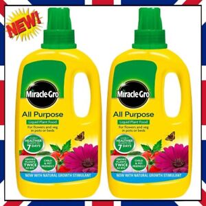 2x All Purpose Concentrated Liquid Plant Food Fast Growing Plants Miracle Gro 1L