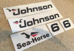 Johnson Sea Horse Outboard Motor Decal Kit 6 HP FREE SHIP + FREE Fish Decal! - Picture 1 of 1