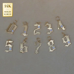 Colgante con número de diamantes naturales genuinos REALES 14K, oro macizo inglés antiguo - Imagen 1 de 8