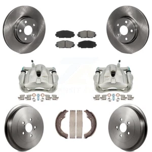Front Rear Brake Caliper Rotors Drums Semi-Metallic Pads Kit For Toyota Corolla - Picture 1 of 10