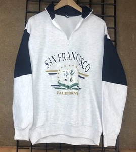 Vintage 90’s San Francisco Sweater Jacque Made In USA Large 1/4 Zip Retro - Picture 1 of 9