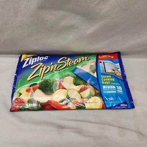 Ziploc Zip'N Steam Borsa da Cucina Media - Confezione da 10 - Foto 1 di 6