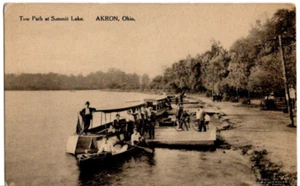 POSTKARTE Summit Lake Tow Path & Boat Landing Akron Ohio alt Vintage 0726 - Bild 1 von 2
