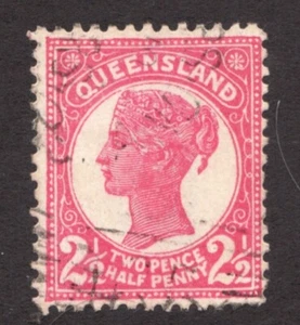 1895-96 Queensland, Australia Sc# 110, 2 Pence ½ Penny, QV, Rose. Used Cv$5 - Picture 1 of 1