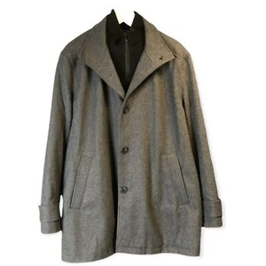 andrew marcs new york Wool blend mens gray zip up peacoat size XL - Picture 1 of 6