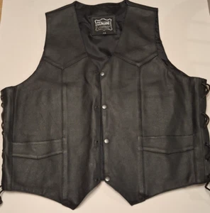 Genuine Leather Vest Size 48 Mens Button Front Inside Pockets FREE SHIPPING - Picture 1 of 8