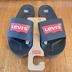 LEVIS Herren Batwing Slide 11 Schwarz Synthetik Obermaterial Slipper Logo Wasserabweisend - Bild 1 von 11