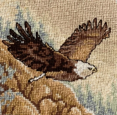 Rare Finished Dimensions Eagle's Flight 5" square Needlepoint 2006 piece #17069 - Image 1 of 2
