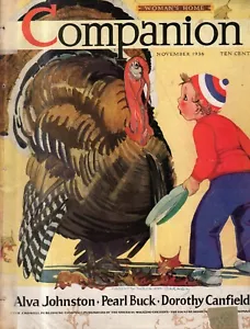 1936 Woman's Home Companion November Thanksgiving; Pearl Buck; Victor McLaglen - Picture 1 of 1