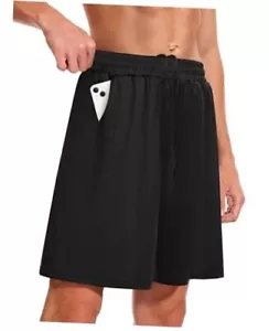 Men's Athletic Gym Shorts - Quick Dry Casual Basketball Shorts with Large Black - Picture 1 of 7